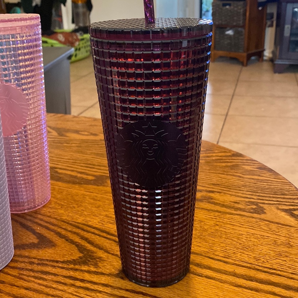 Brand new Starbucks cup. Holiday maroon grid cup. Venti.